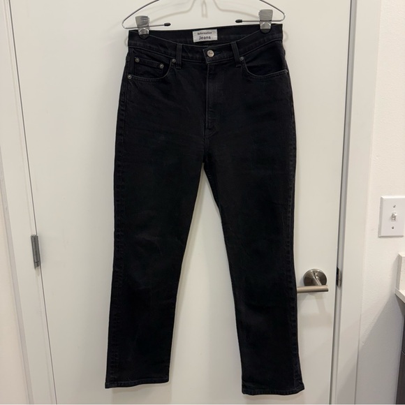 REFORMATION Liza High Rise Straight Cropped Jeans Faded Black Size 29 - Picture 6 of 12